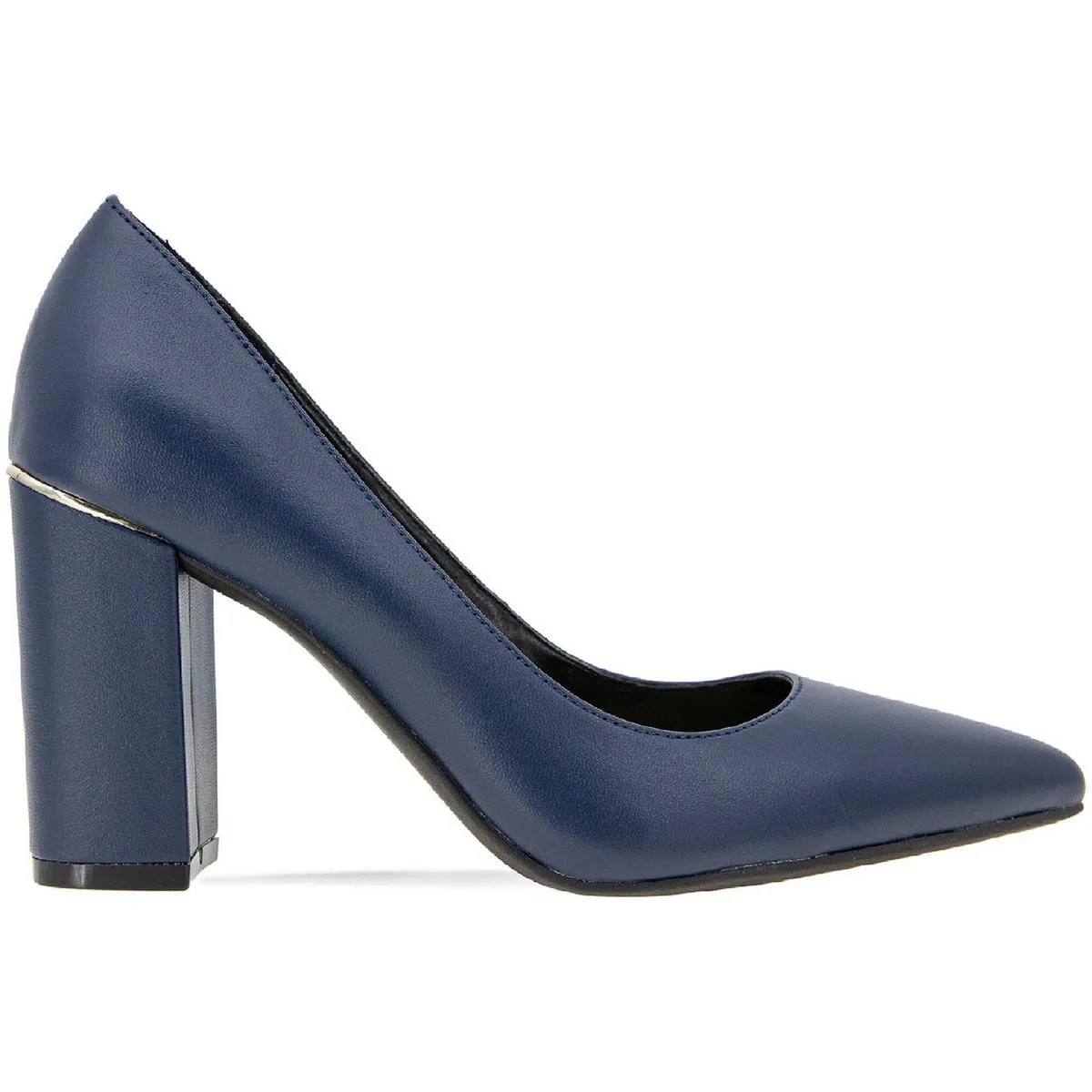 Womens Block Heel Faux Leather Pumps