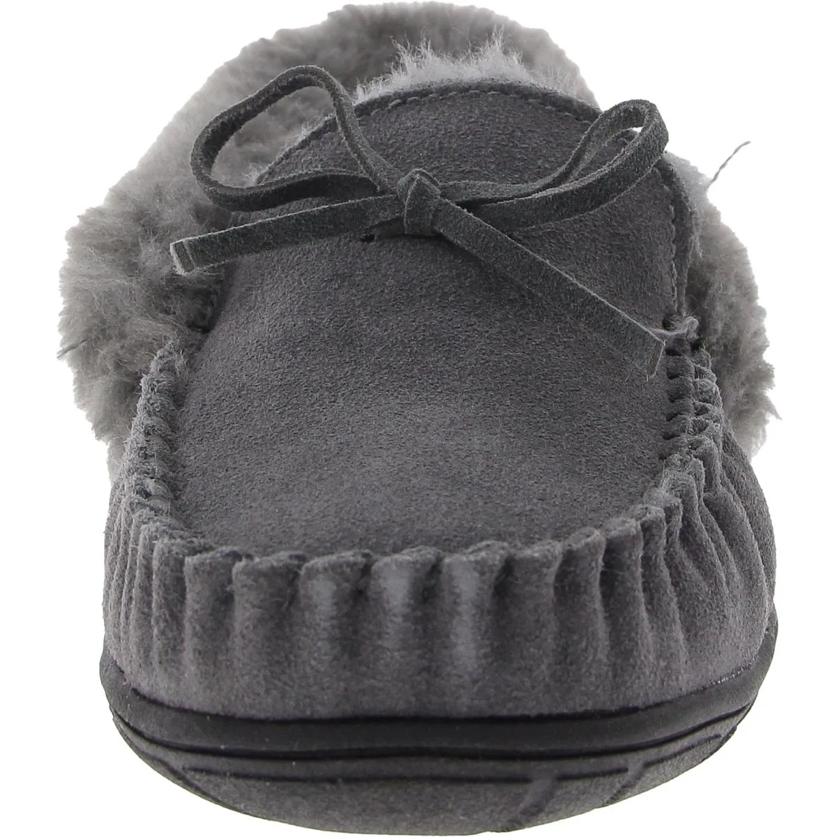 Womens Bow Faux Fur Moccasins