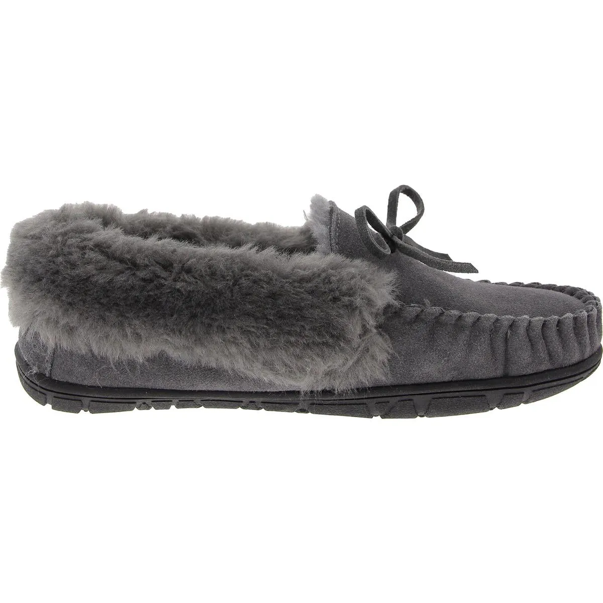 Womens Bow Faux Fur Moccasins