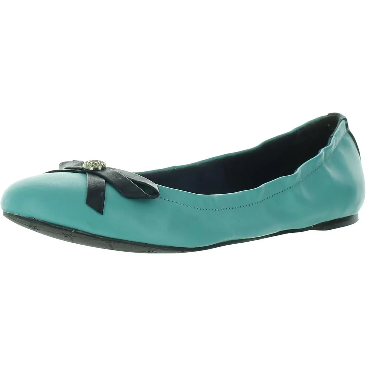 Womens Bow Faux Leather Ballet Flats