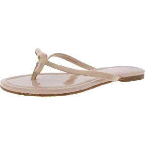 Womens Bow Patent Leather Flip-Flops