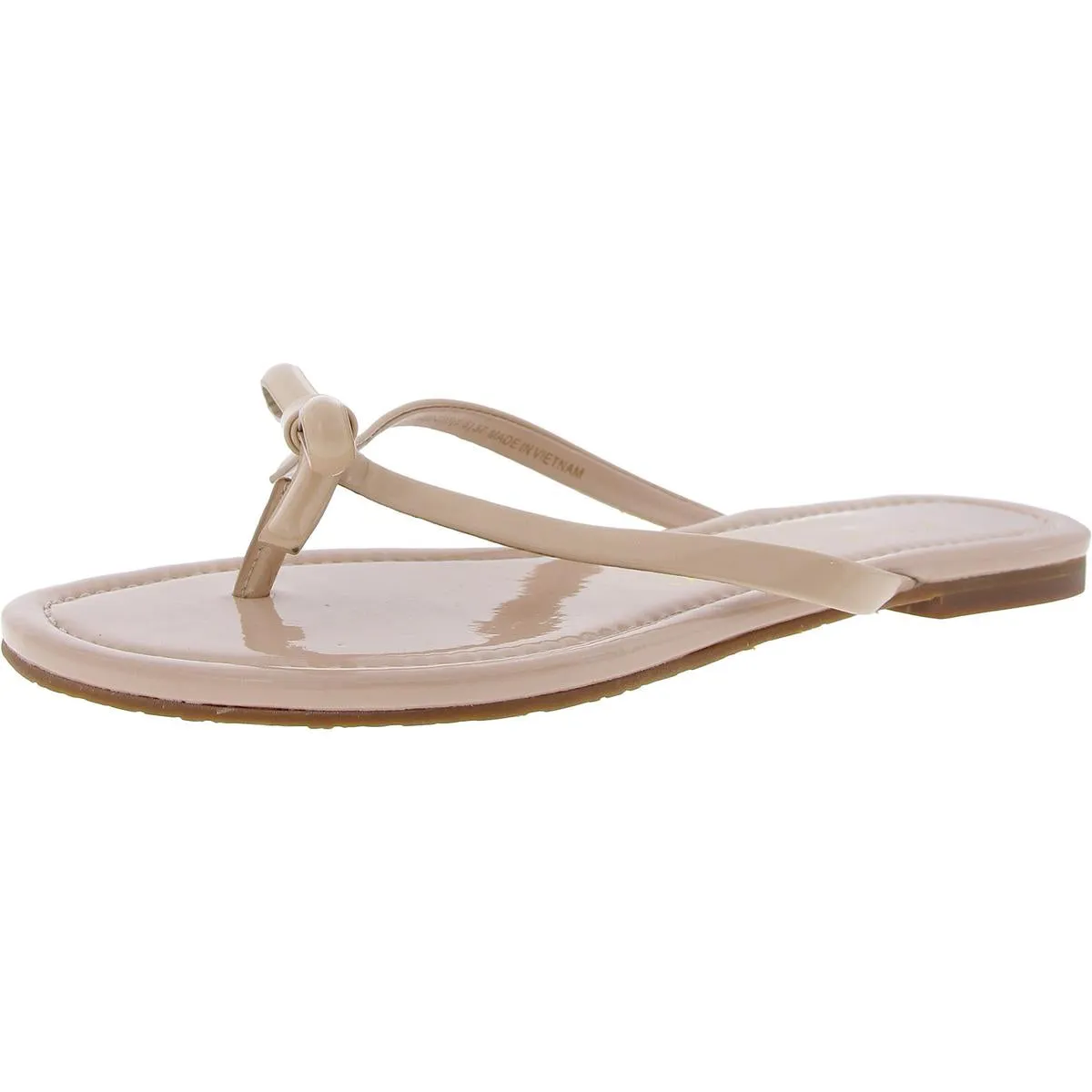 Womens Bow Patent Leather Flip-Flops