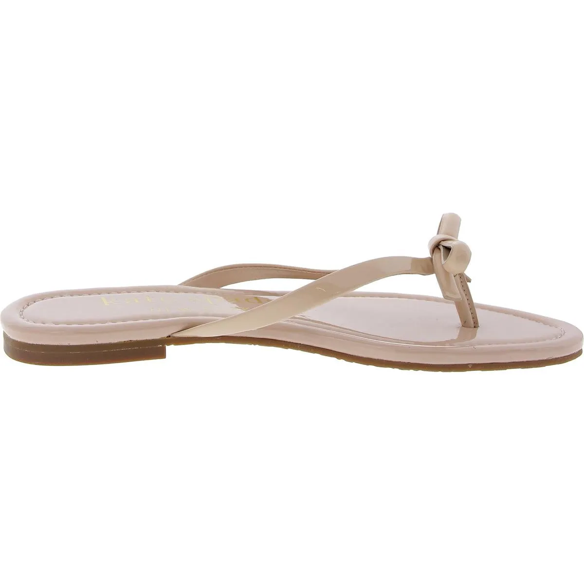 Womens Bow Patent Leather Flip-Flops