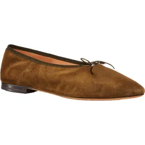 Womens Bow Suede Ballet Flats