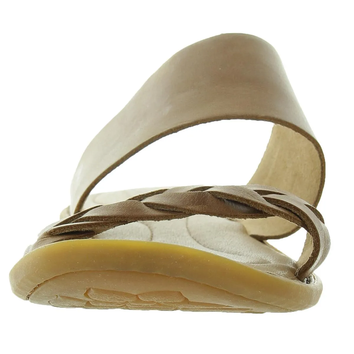 Womens Braided Leather Slide Sandals