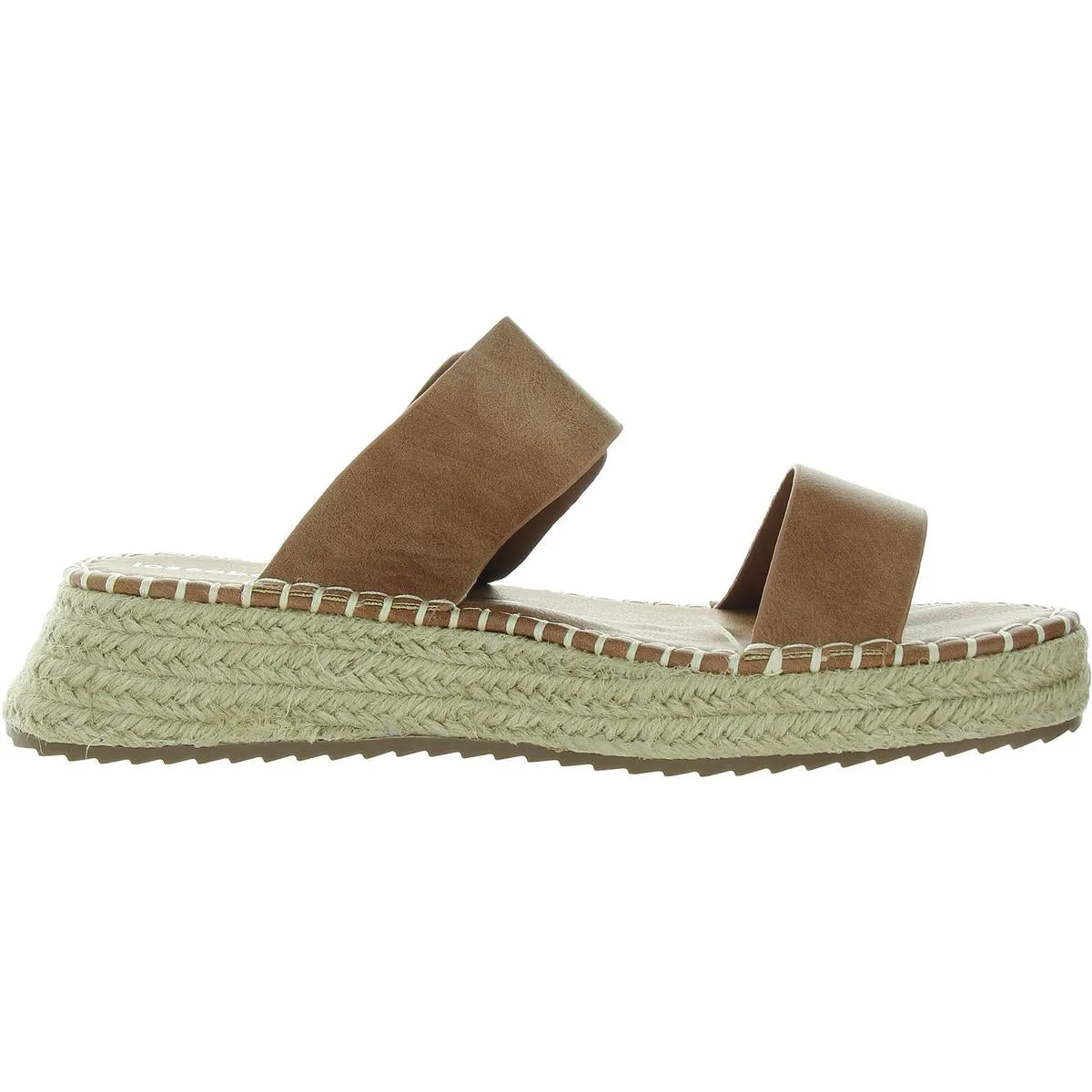 Womens Buckle Faux Leather Slide Sandals