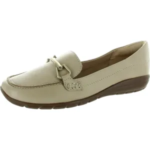 Womens Buckle Leather Flat Shoes