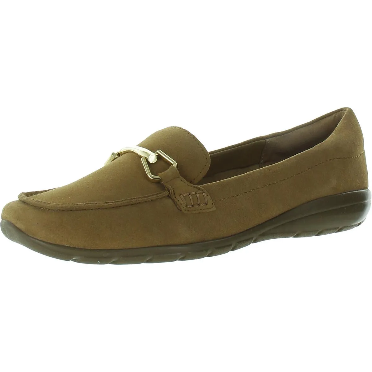 Womens Buckle Leather Flat Shoes