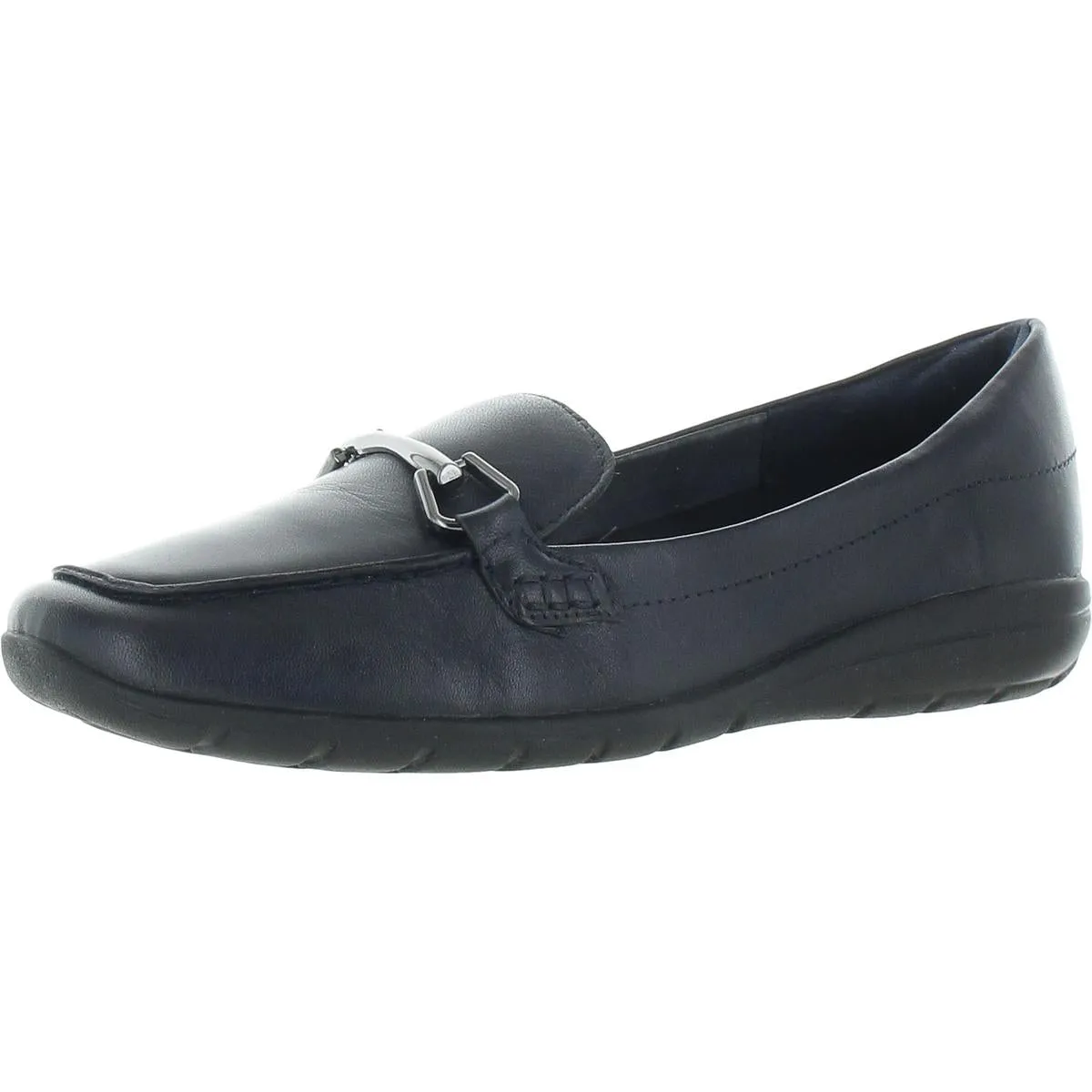 Womens Buckle Leather Flat Shoes
