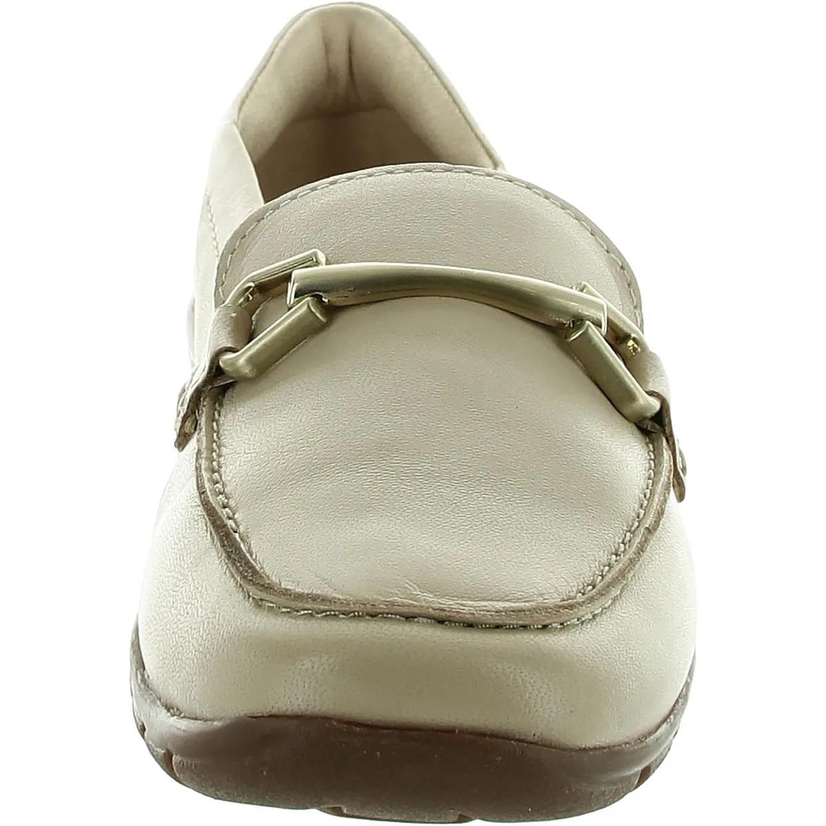 Womens Buckle Leather Flat Shoes