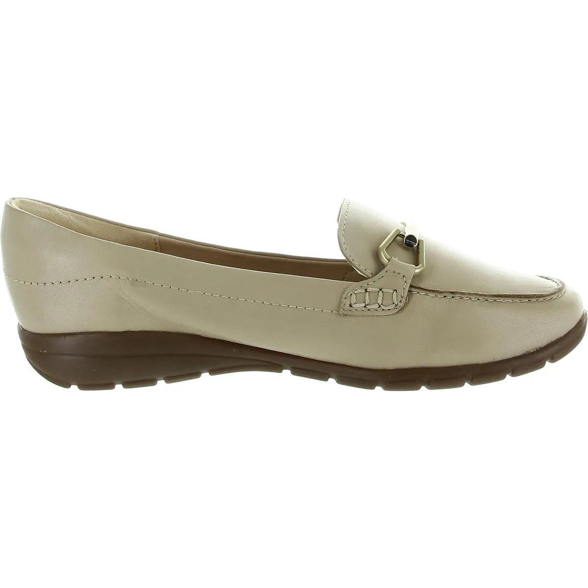 Womens Buckle Leather Flat Shoes