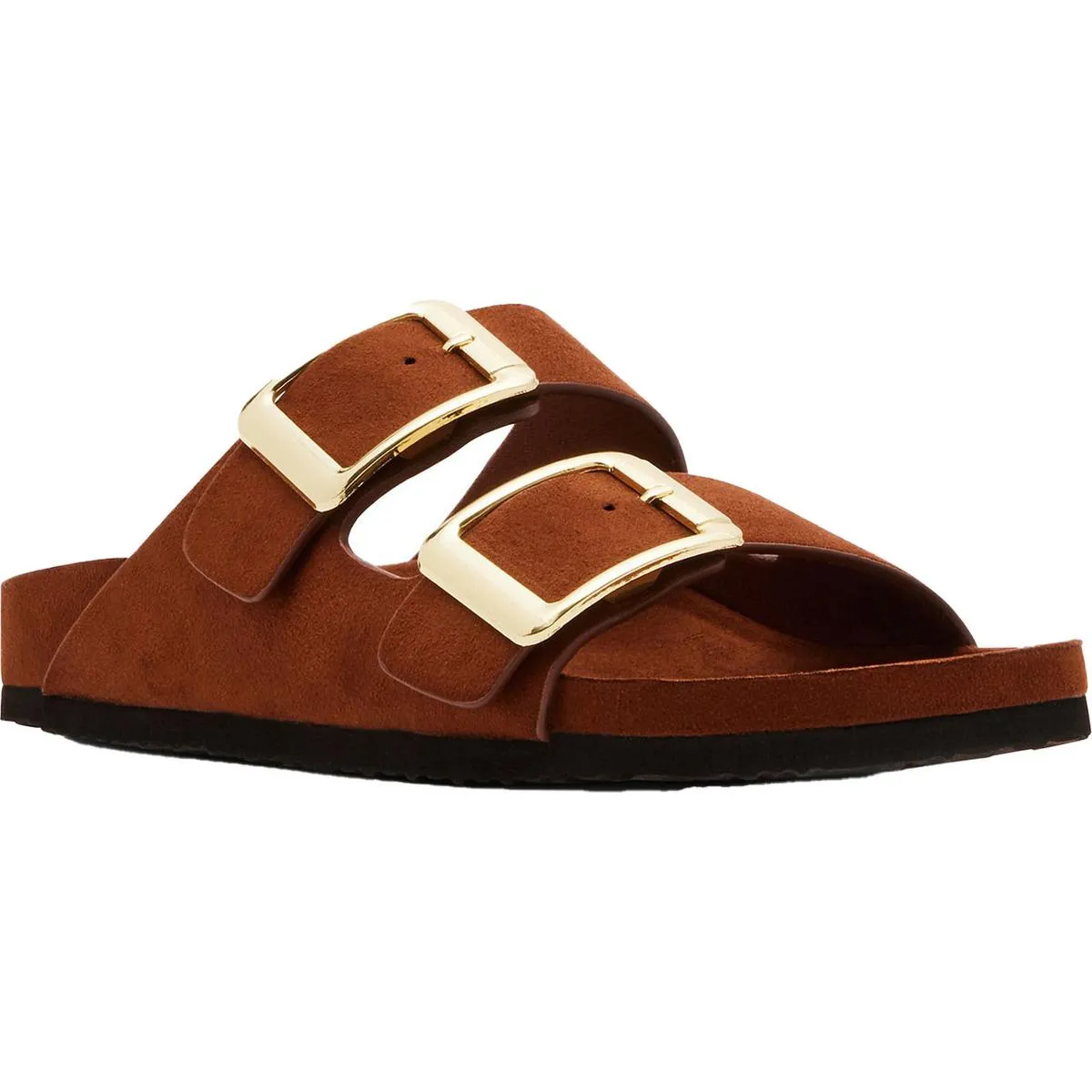 Womens Buckle Patent Slide Sandals