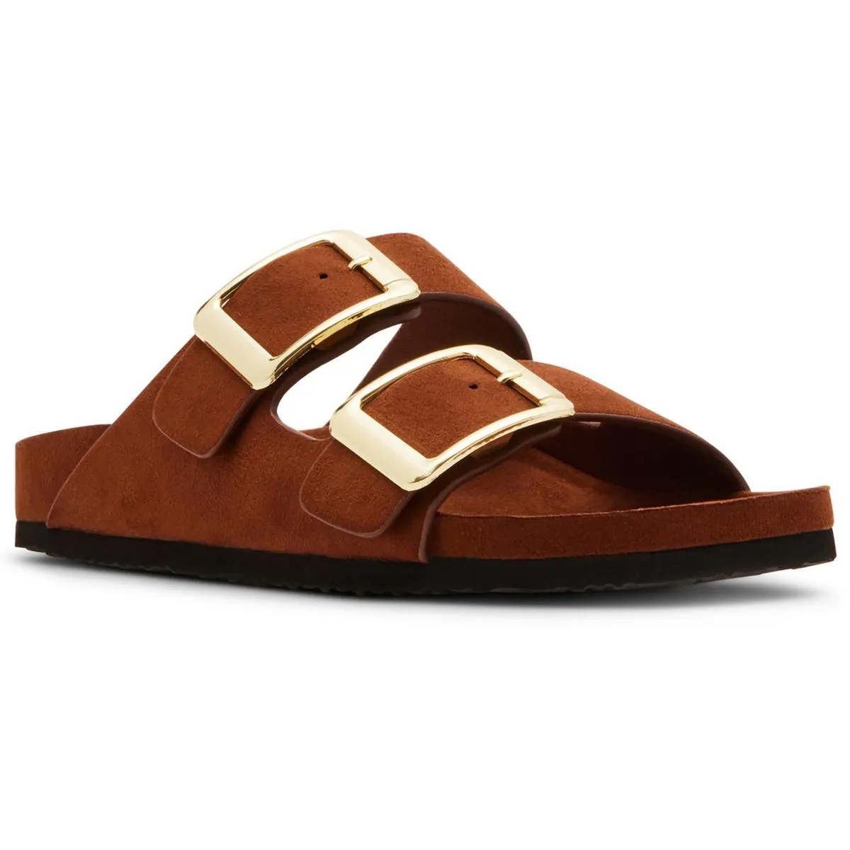 Womens Buckle Patent Slide Sandals