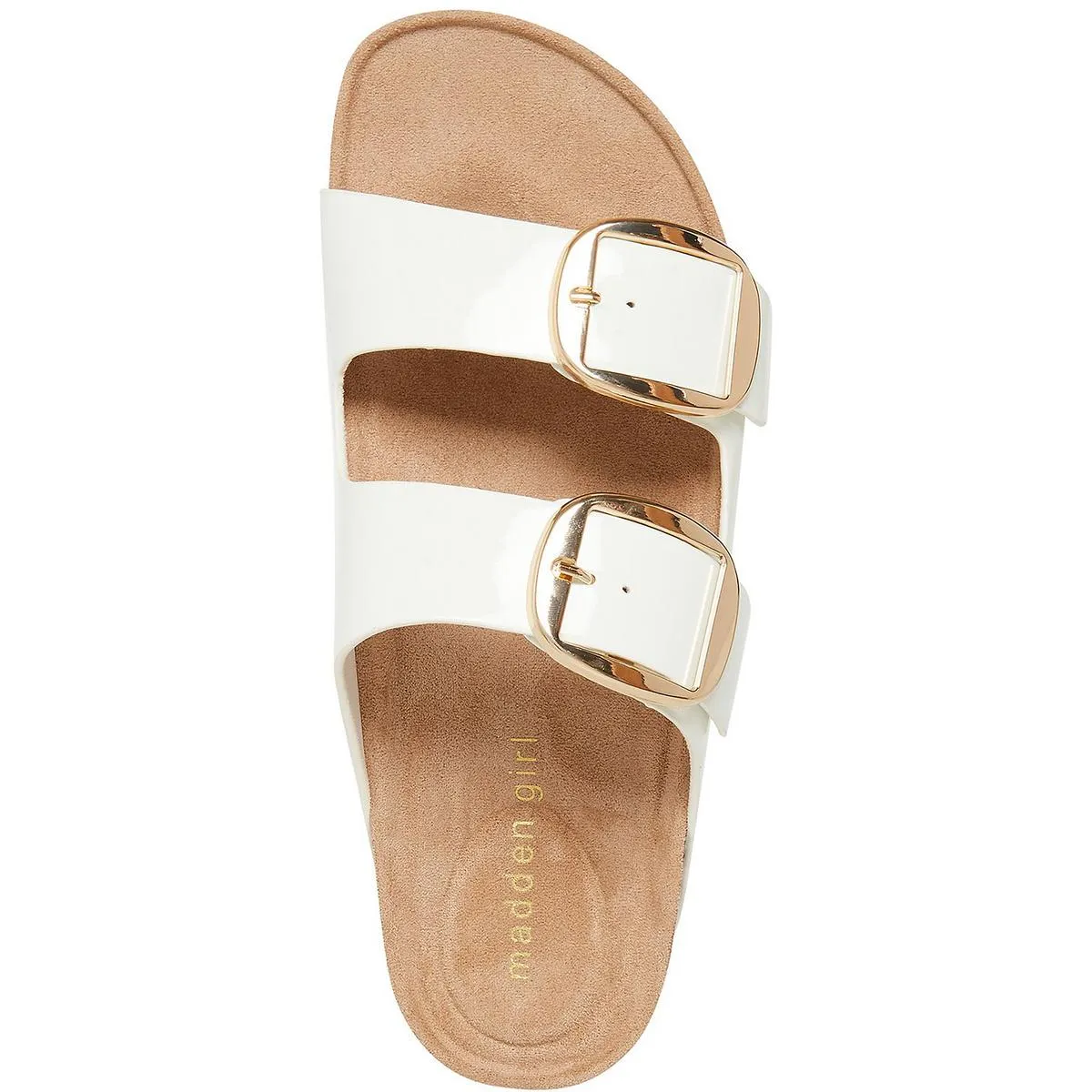 Womens Buckle Patent Slide Sandals