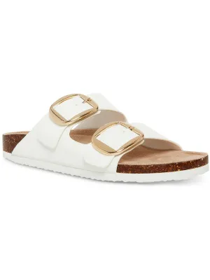 Womens Buckle Patent Slide Sandals