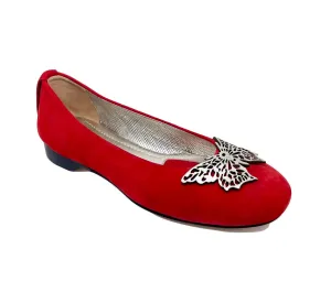 Women's Butterfly Flats In Red & Gold