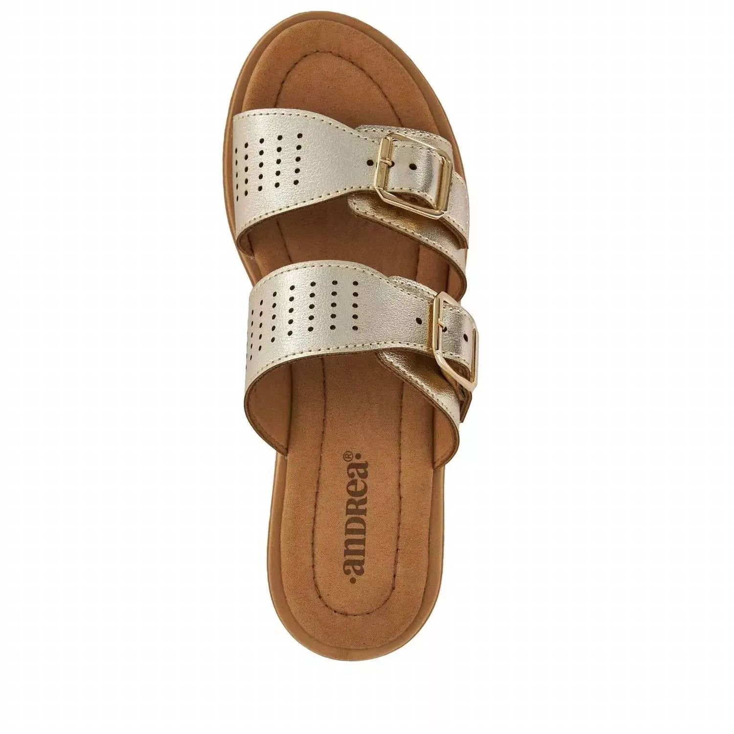 Women's Comfort Footbed Double Buckle Sandals In Gold