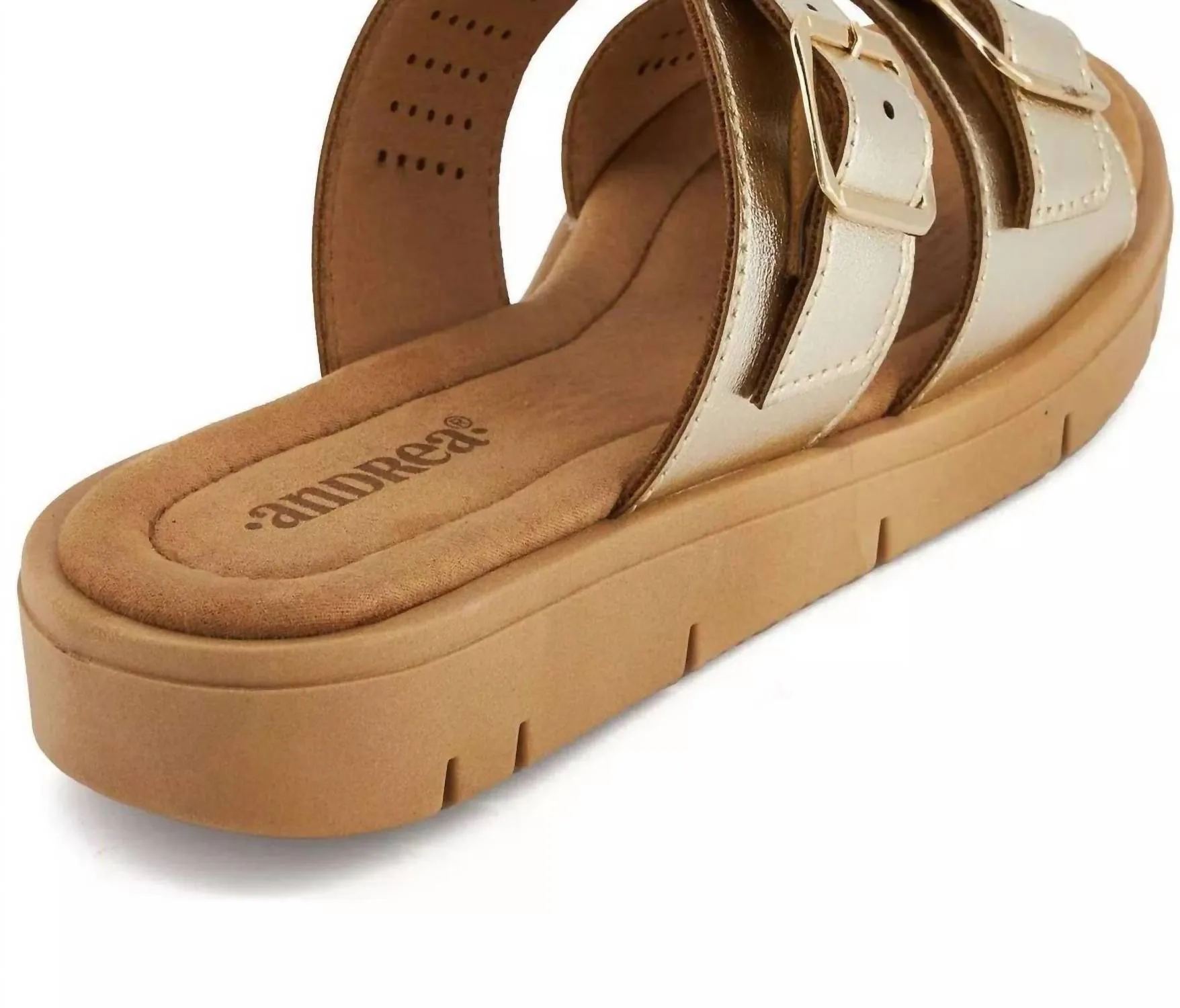 Women's Comfort Footbed Double Buckle Sandals In Gold