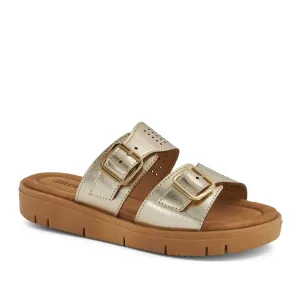Women's Comfort Footbed Double Buckle Sandals In Gold