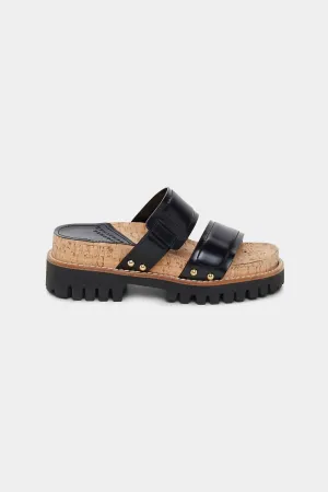 Women's Cork Contrast Sporty Sandal In Pure Black