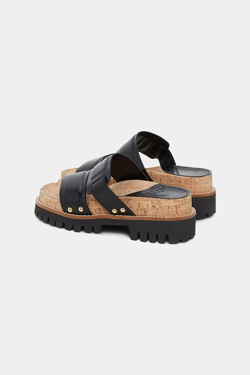 Women's Cork Contrast Sporty Sandal In Pure Black