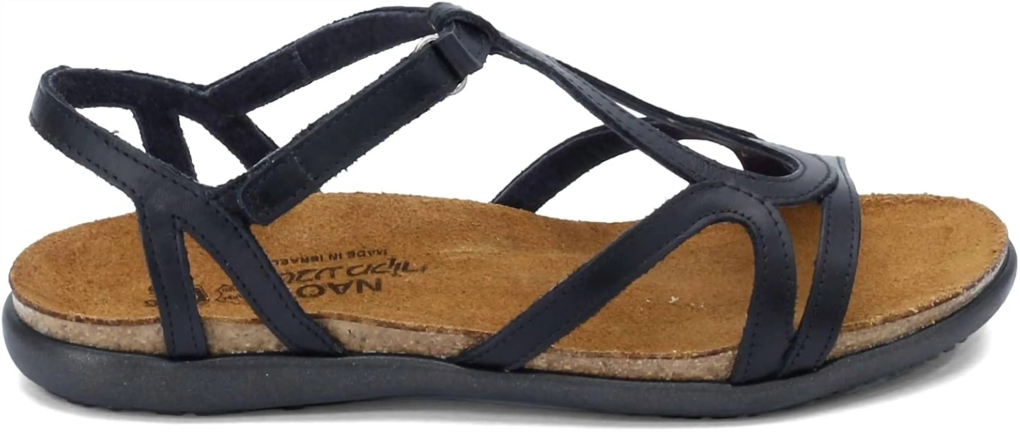 Women's Dorith Sandal With Cork Footbed In Black Raven Leather