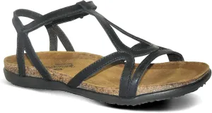 Women's Dorith Sandal With Cork Footbed In Black Raven Leather