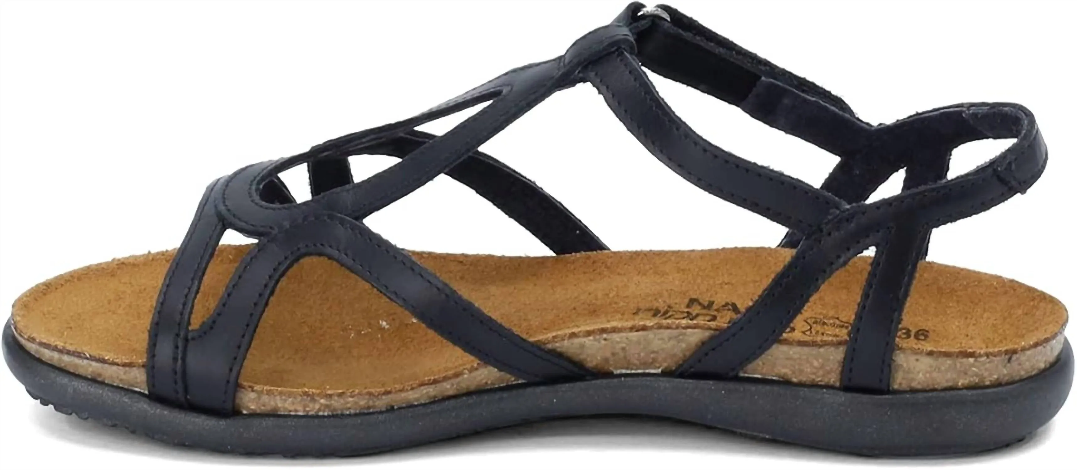 Women's Dorith Sandal With Cork Footbed In Black Raven Leather