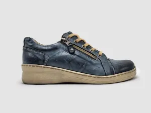 Women's Dr Wellness Zip-Up Leather Shoes In Navy Blue