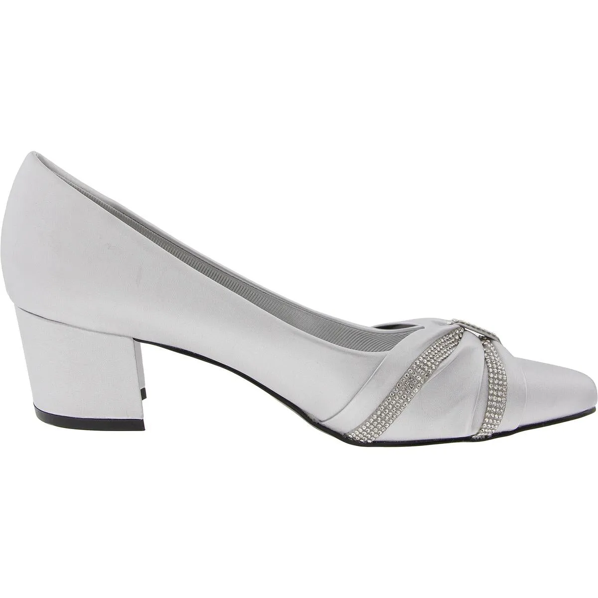 Womens Embellished Faux Leather Block Heels
