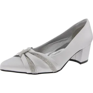 Womens Embellished Faux Leather Block Heels