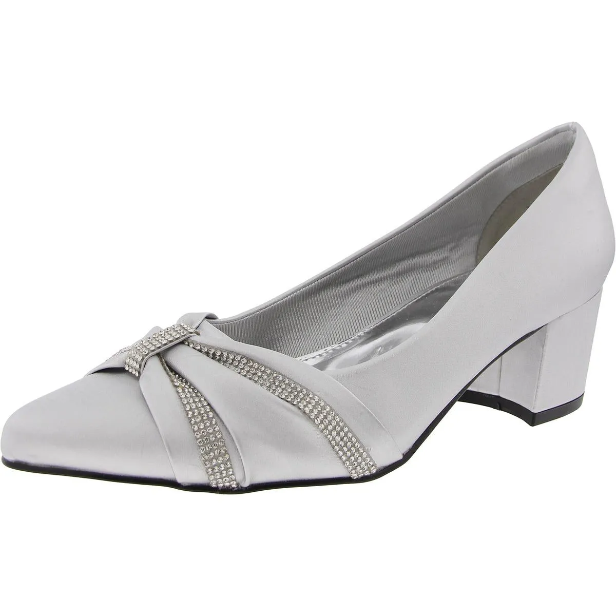 Womens Embellished Faux Leather Block Heels