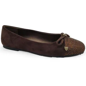 Womens Embellished Faux Suede Ballet Flats