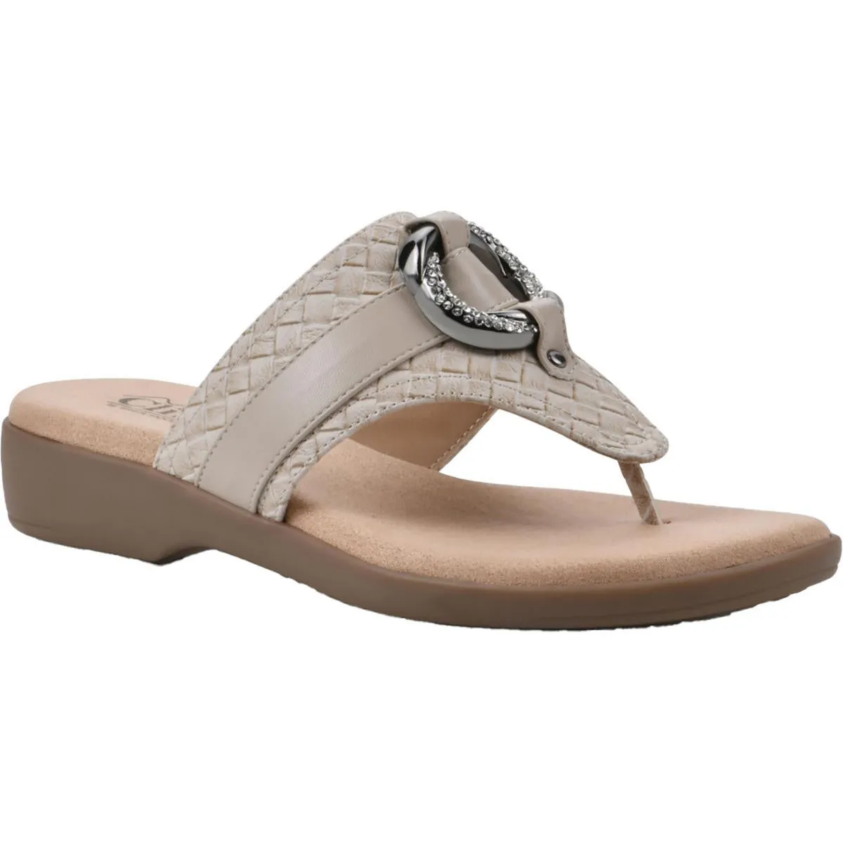 Womens Embellished Manmade Thong Sandals