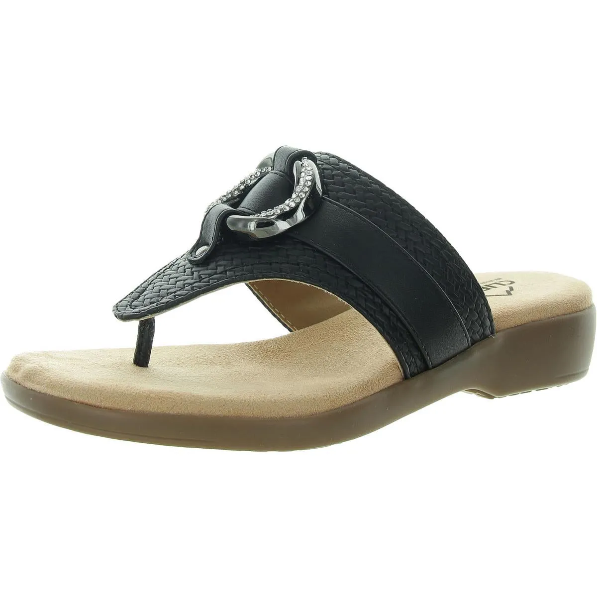 Womens Embellished Manmade Thong Sandals