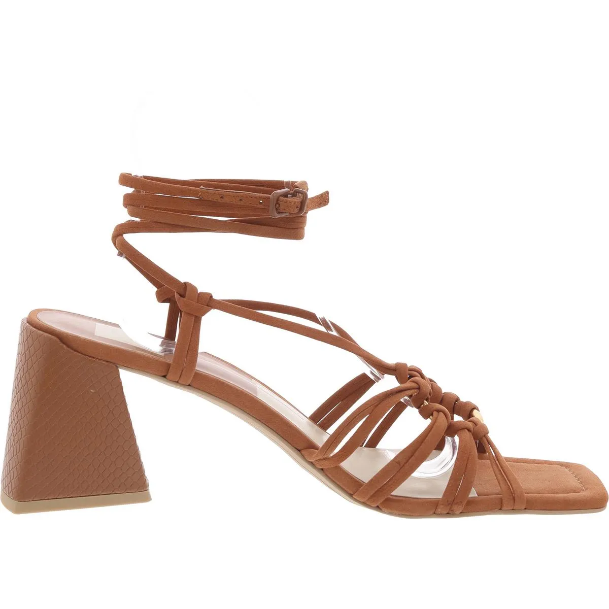Womens Embossed Leather Block Heel