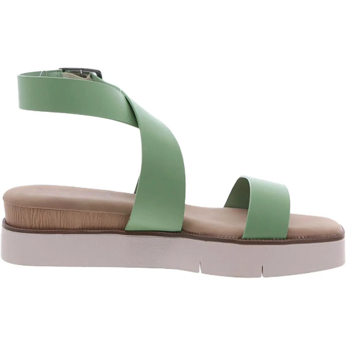 Womens Faux Leather Almond toe Flatform Sandals