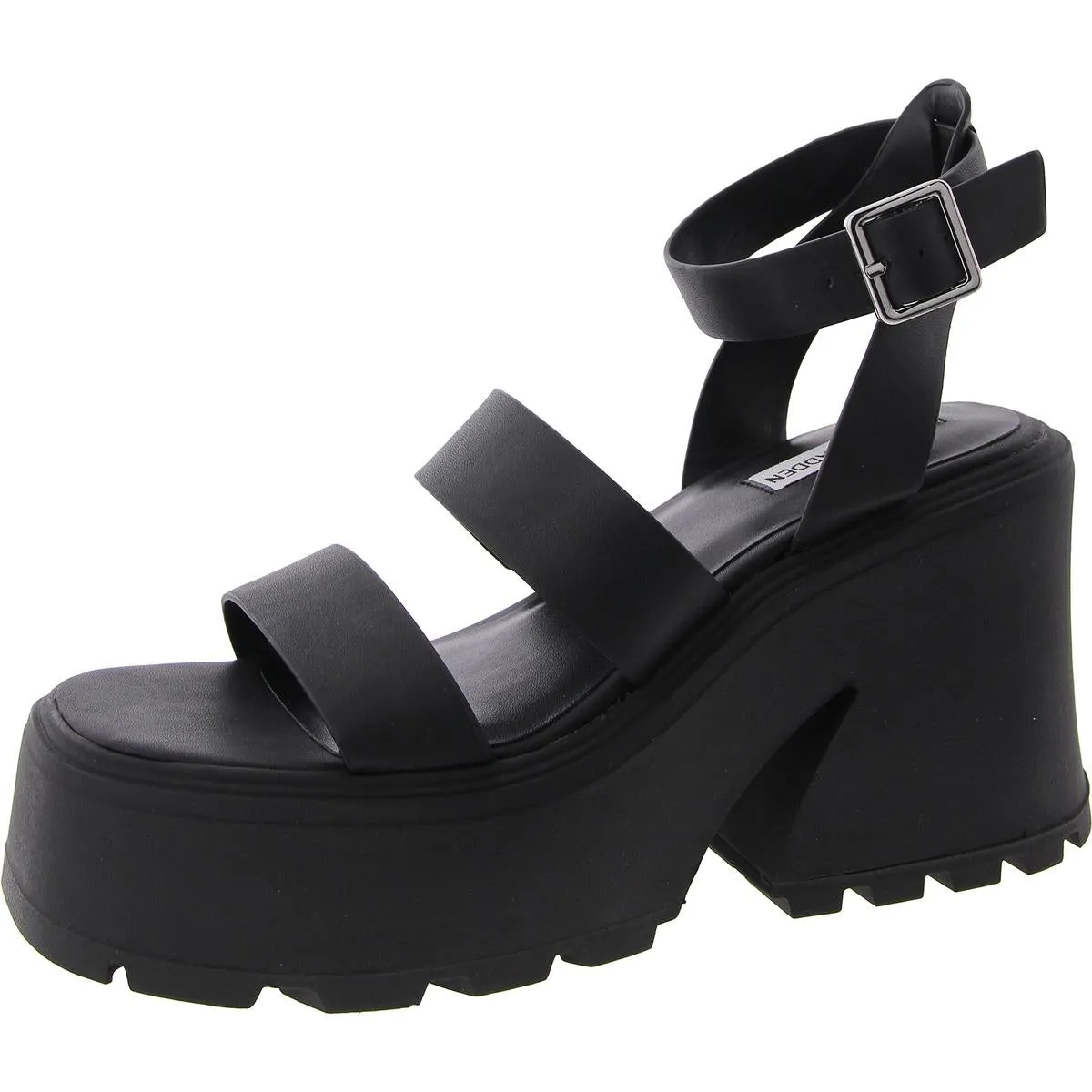 Womens Faux Leather Ankle Strap Platform Sandals