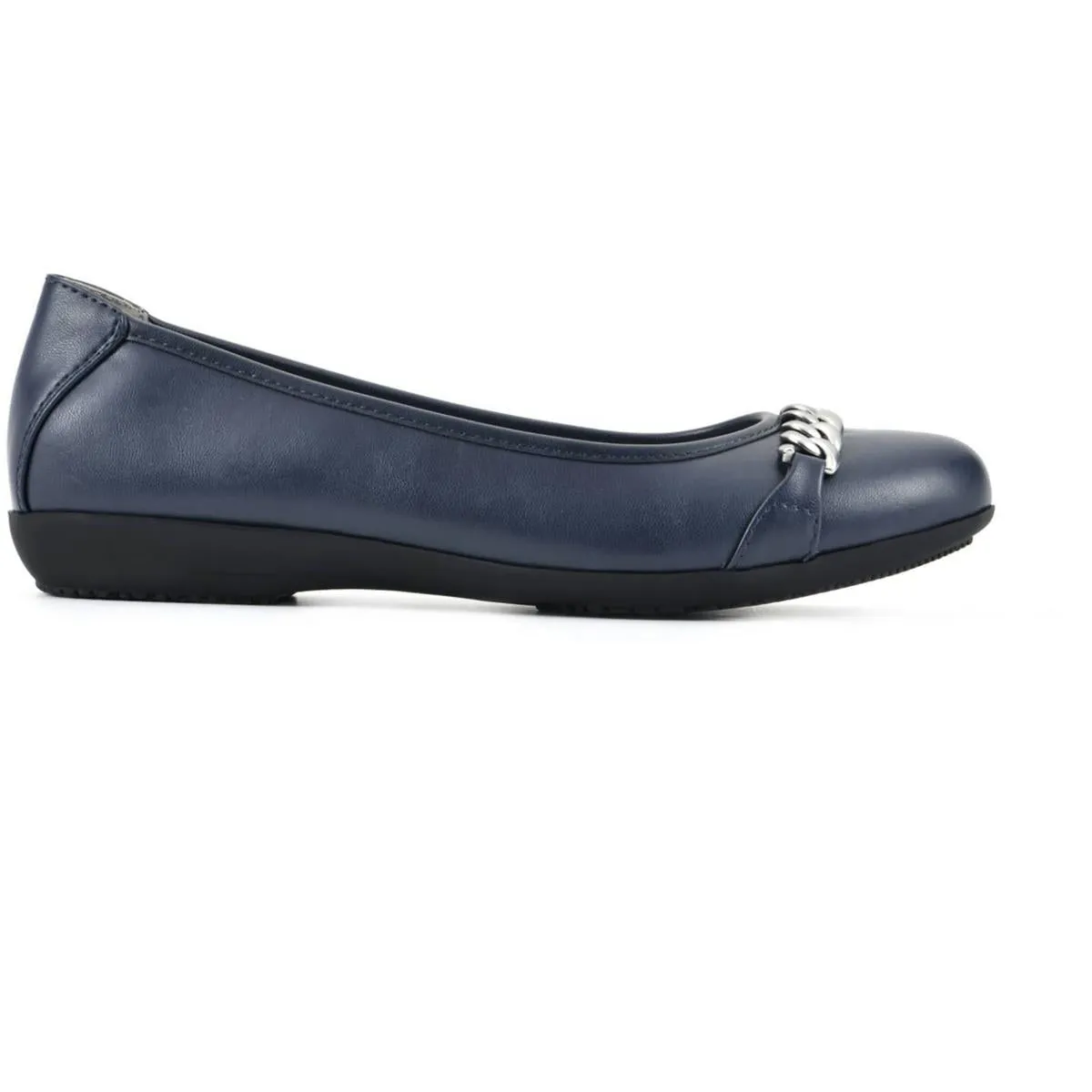 Womens Faux Leather Embellished Ballet Flats