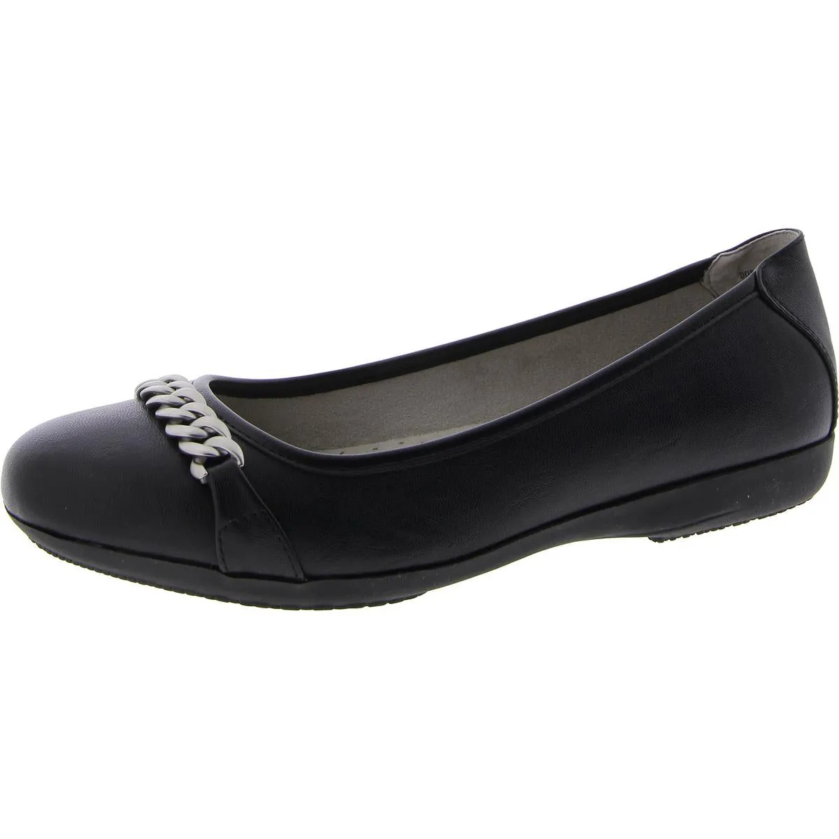 Womens Faux Leather Embellished Ballet Flats