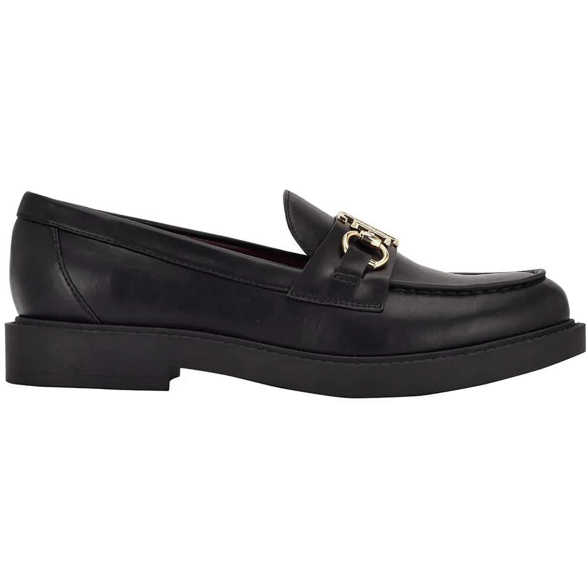 Womens Faux Leather Embellished Loafers