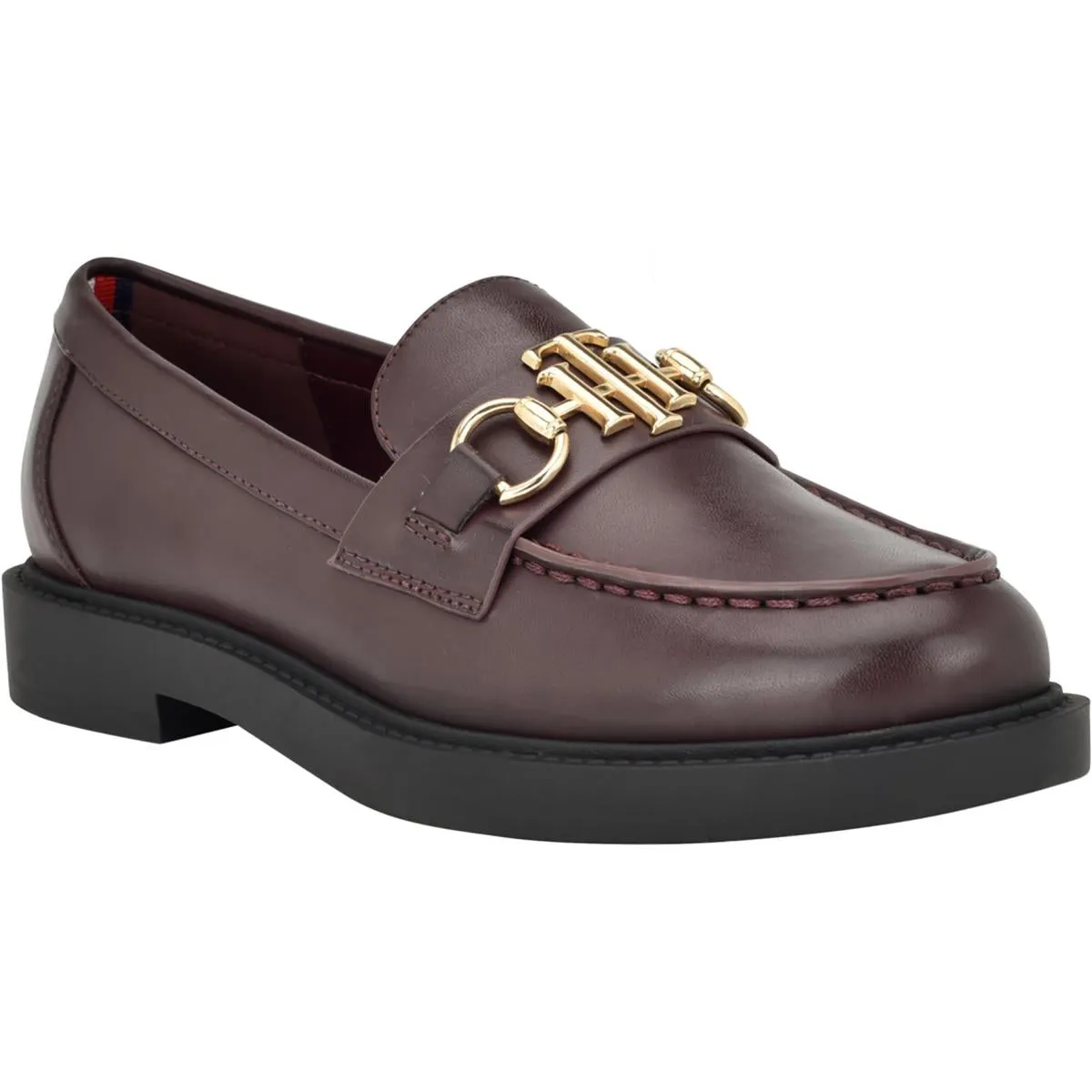 Womens Faux Leather Embellished Loafers