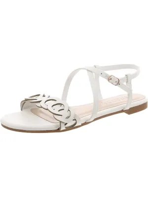 Womens Faux Leather Embossed Ankle Strap