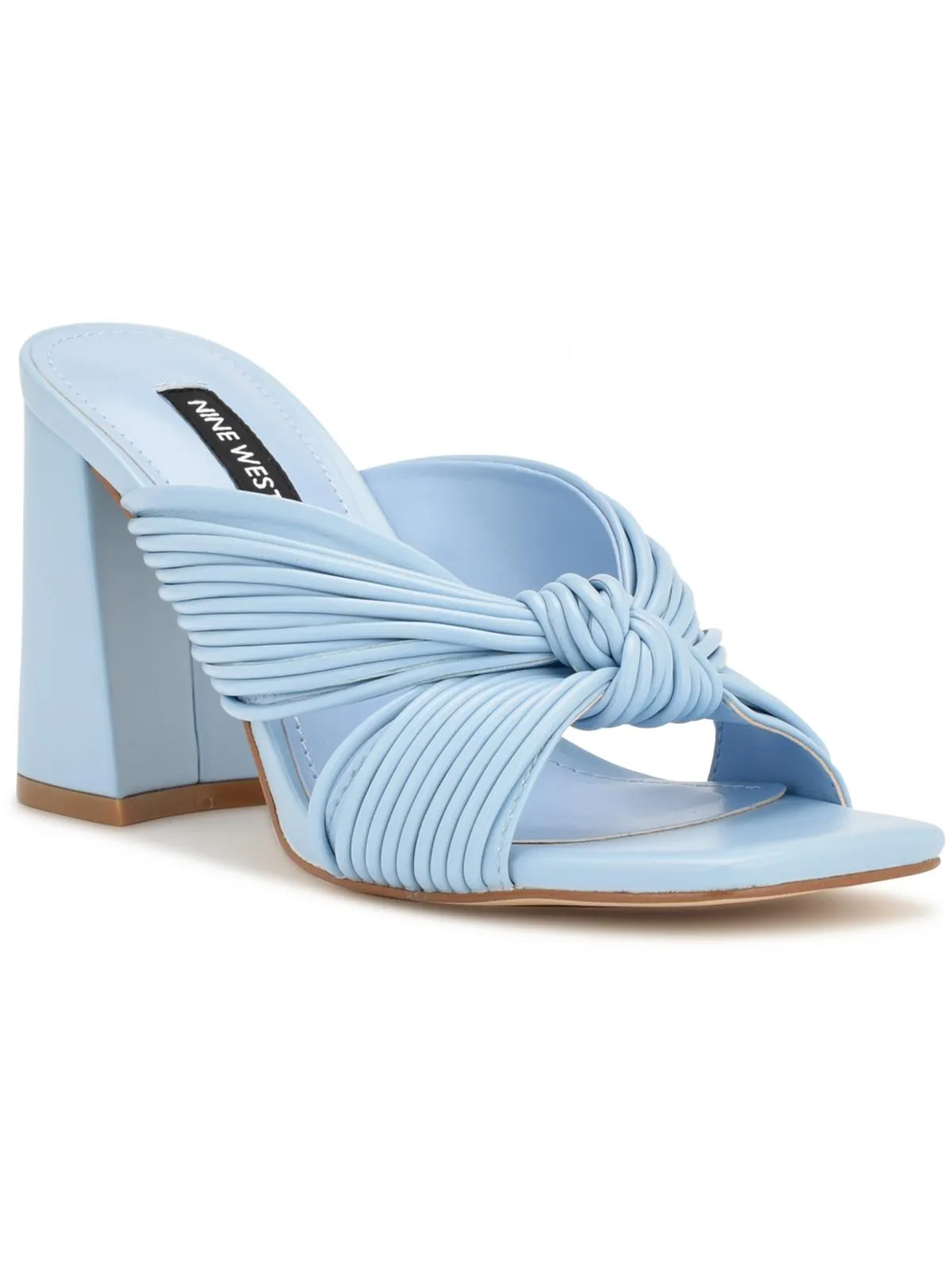 Womens Faux Leather Knot-Front Slide Sandals