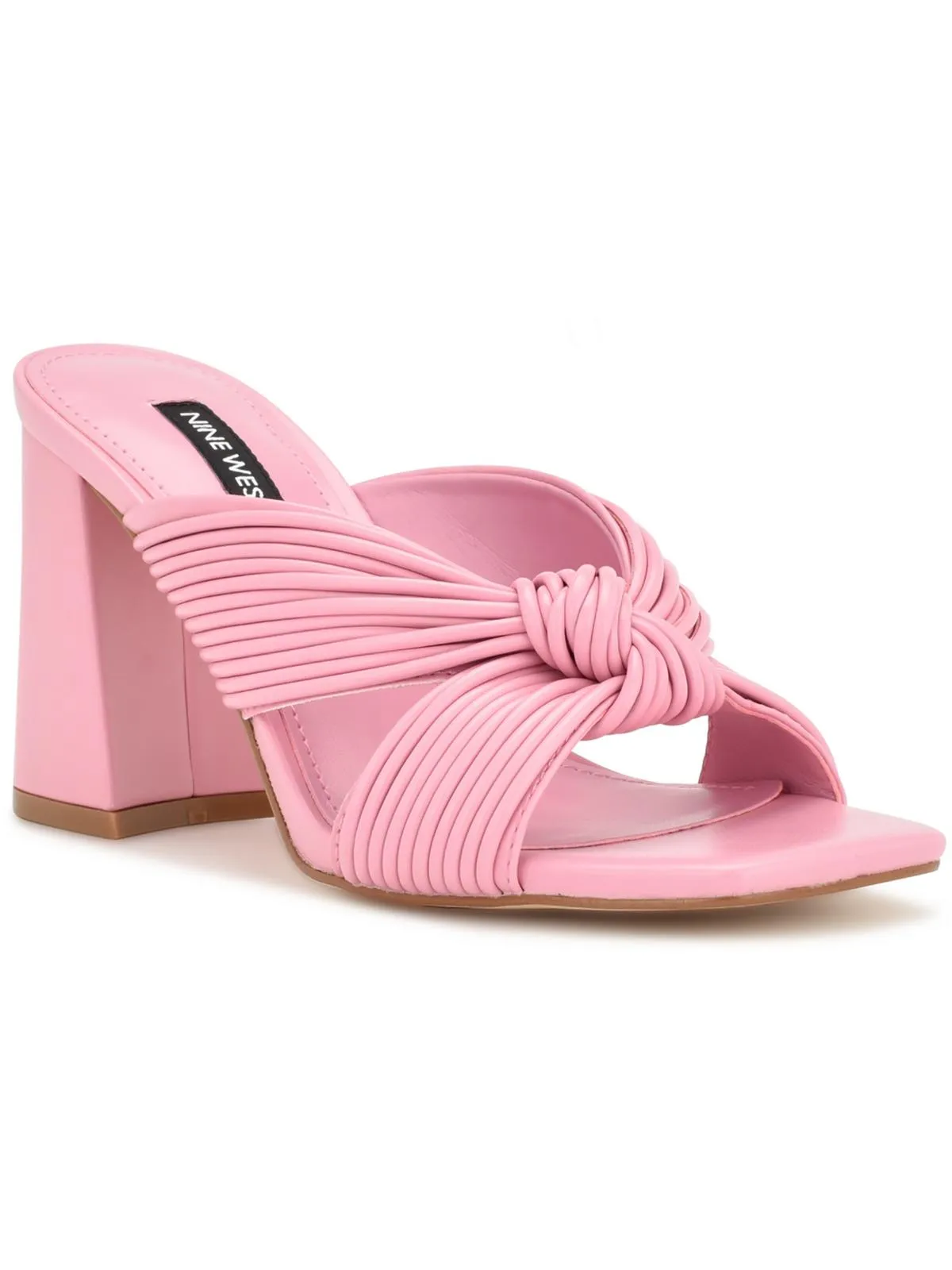 Womens Faux Leather Knot-Front Slide Sandals