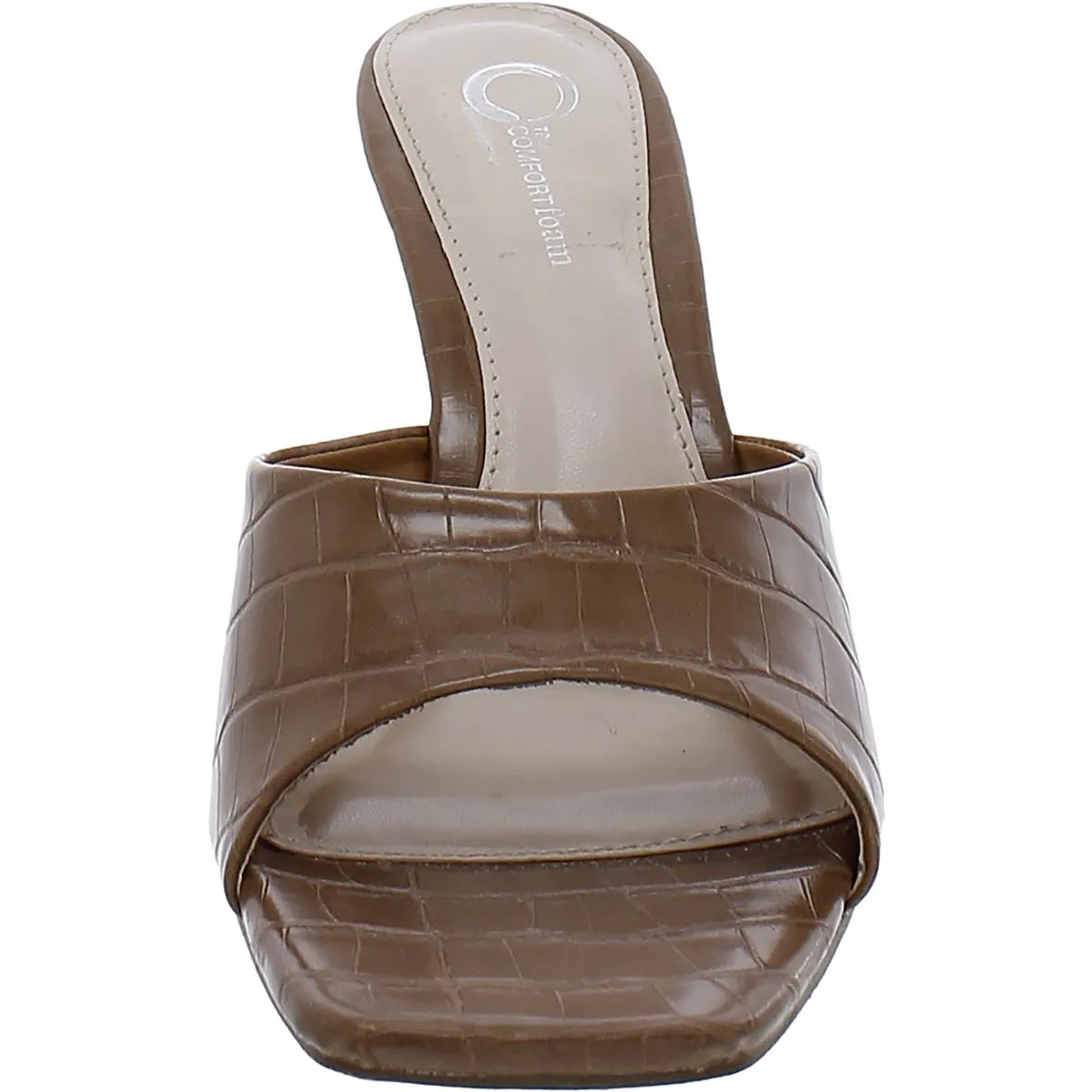 Womens Faux Leather Mule Sandals