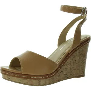 Womens Faux Leather Open Toe Wedge Sandals