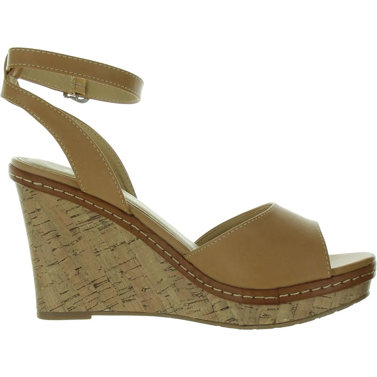 Womens Faux Leather Open Toe Wedge Sandals