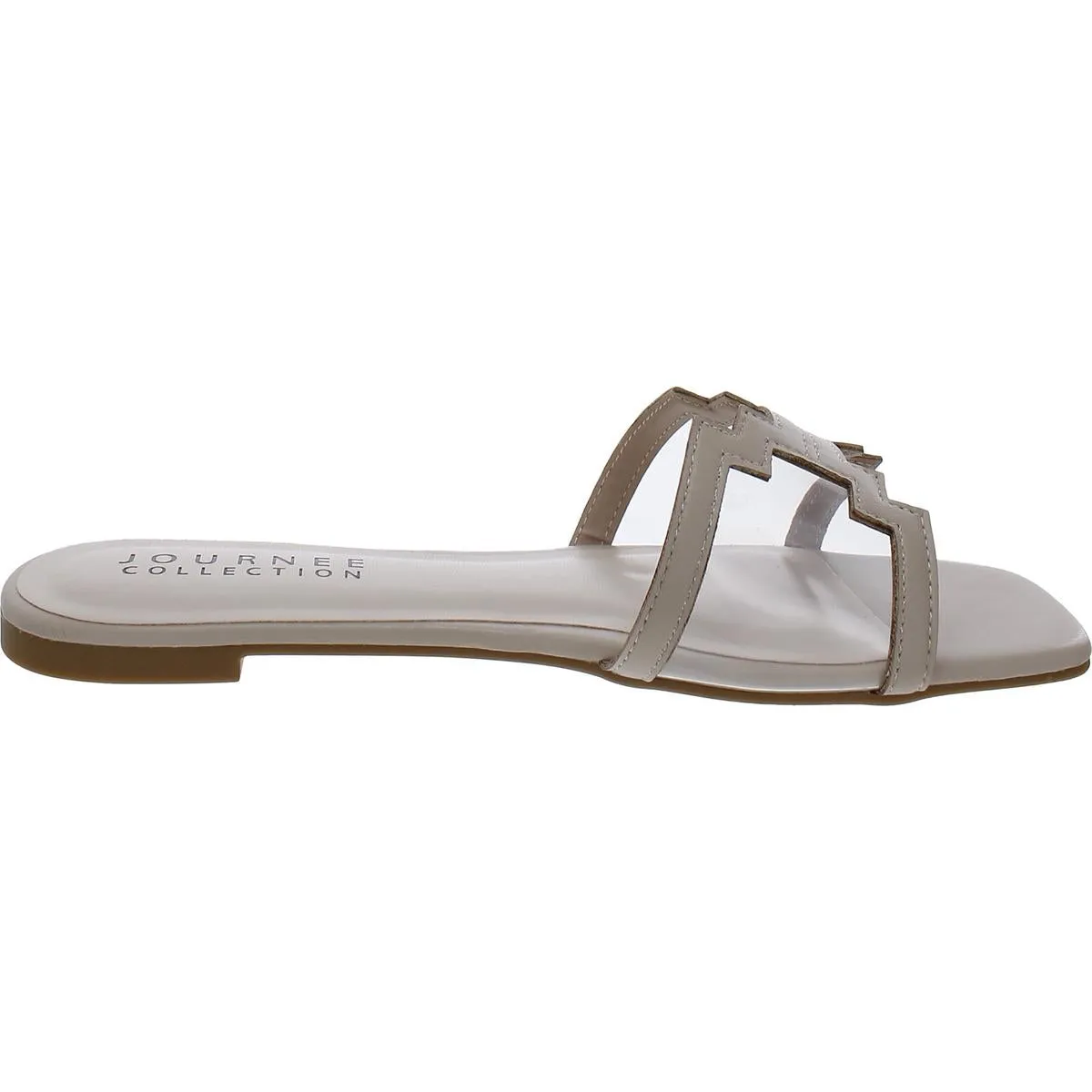 Womens Faux Leather Slide Sandals