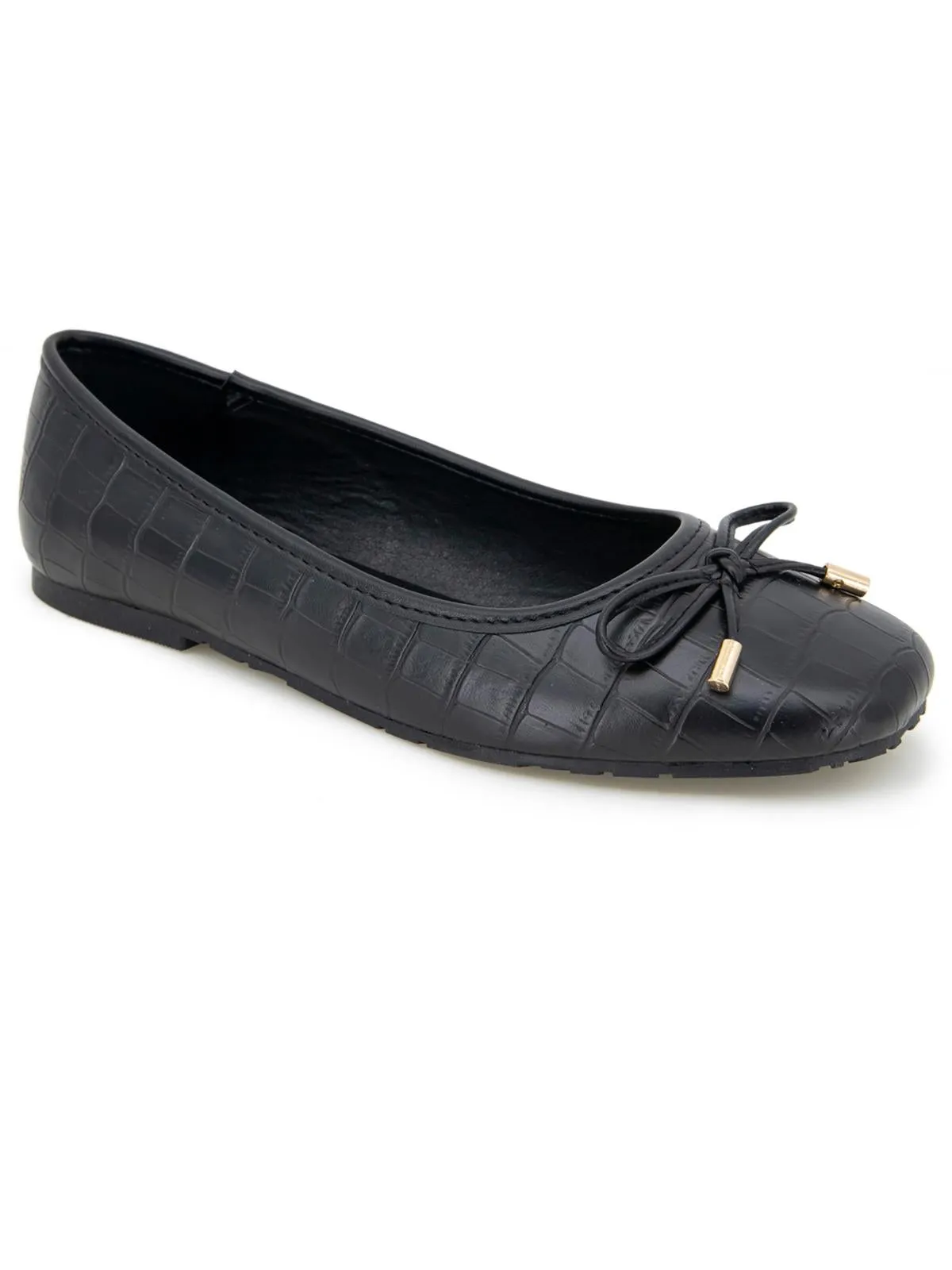 Womens Faux Leather Slip On Ballet Flats